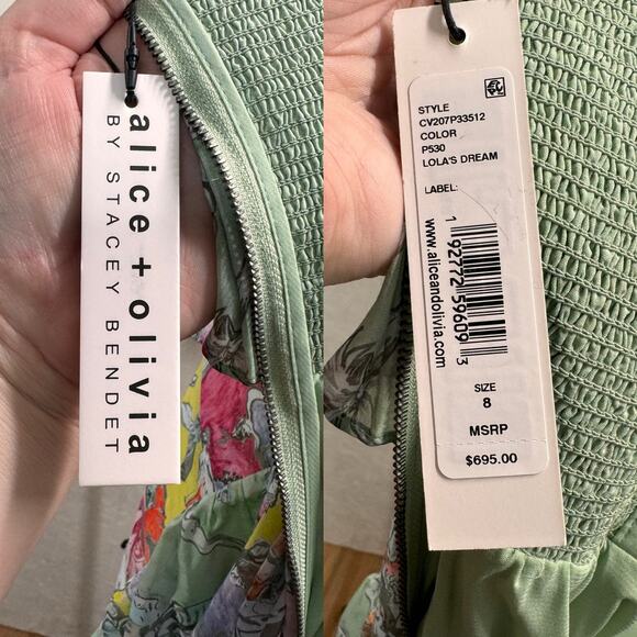 NWT Alice + Olivia Tempie Dress Lola's Dream Silk Wedding Guest Formal Size 8 - Picture 12 of 16